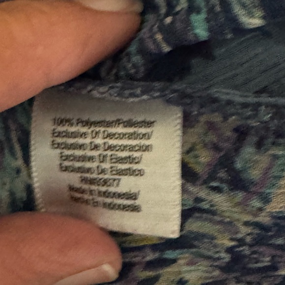 H-182 ANA A New Approach Blue & Green Sheer Short Sleeve Peplum Blouse Size MP - Picture 15 of 15